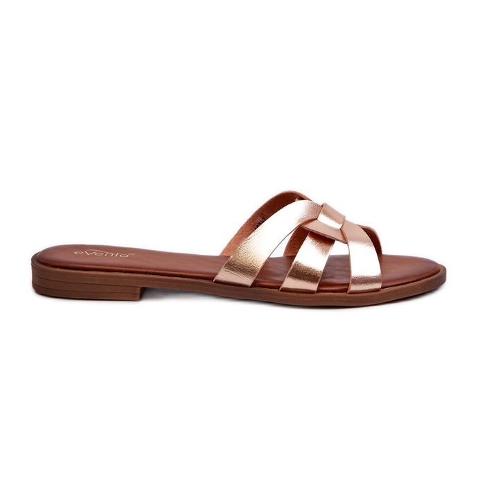 Women's Flat-Heel Flip-Flops Made of Eco-Leather, Golden Rosalini