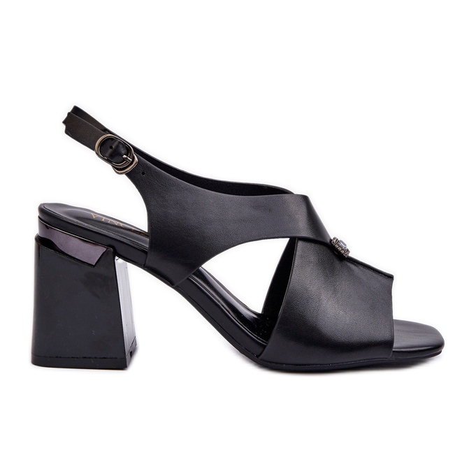 Vinceza Elegant Women's High Heel Sandals, Eco Leather, Black Asellesa