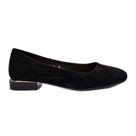 Women's Eco Suede Ballet Flats With Low Heels, Black Sergio Leone PB202 Women's Eco Suede Ballet Flats With Low Heels, Black Sergio Leone PB202