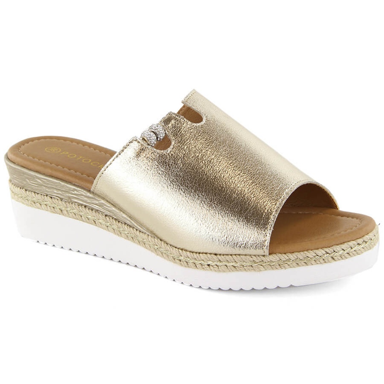 Women's metallic gold wedge sandals Potocki 21005 golden