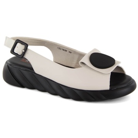 Comfortable women's leather sandals on the beige platform Artiker 52C1639