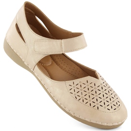 Women's comfortable full openwork sandals, beige eVento 7253