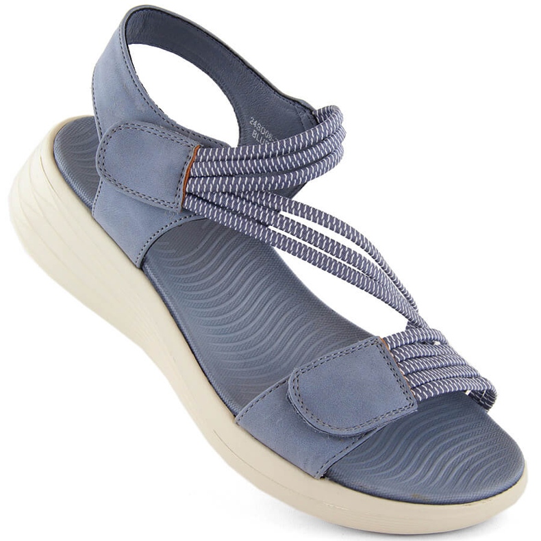 Women's comfortable sandals with Velcro and elastic bands, blue eVento 7056
