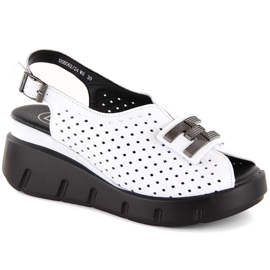 White openwork women's leather wedge sandals Filippo DS6062 White openwork women's leather wedge sandals Filippo DS6062