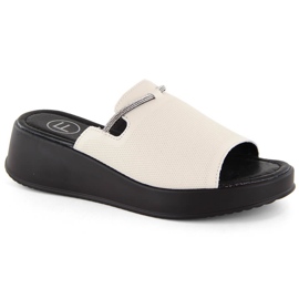Leather women's wedge slippers ekri Filippo DK6067 beige