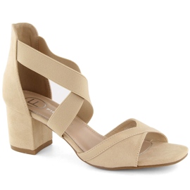 Beige women's high-heeled sandals with elastic bands Filippo DS6262
