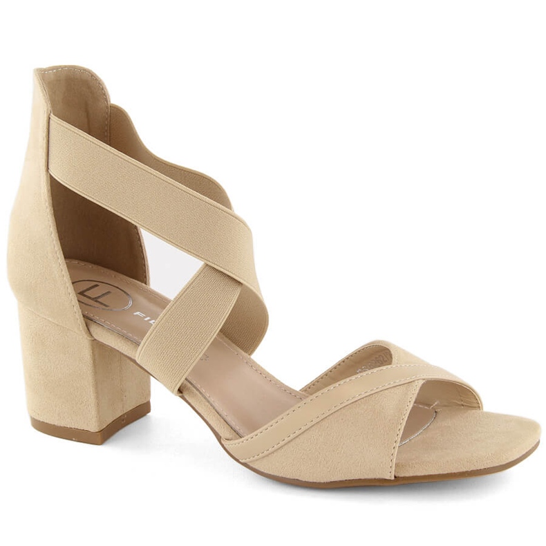 Beige women's high-heeled sandals with elastic bands Filippo DS6262