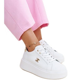 White leather sneakers with a high sole, Melita