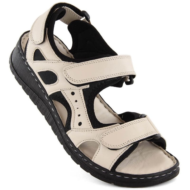 Comfortable leather sandals Artiker W HBH77, beige