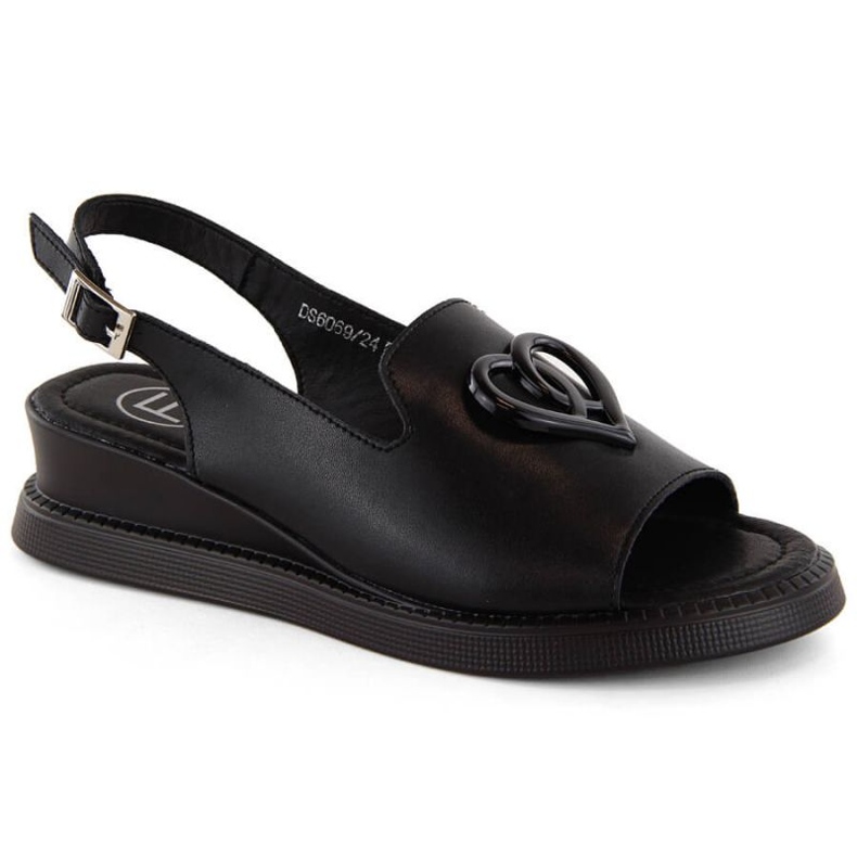 Filippo W PAW534A black leather wedge sandals