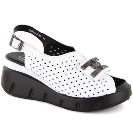 Leather openwork wedge sandals Filippo W PAW535 white Leather openwork wedge sandals Filippo W PAW535 white