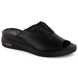 Filippo W PAW536 black leather wedge mules