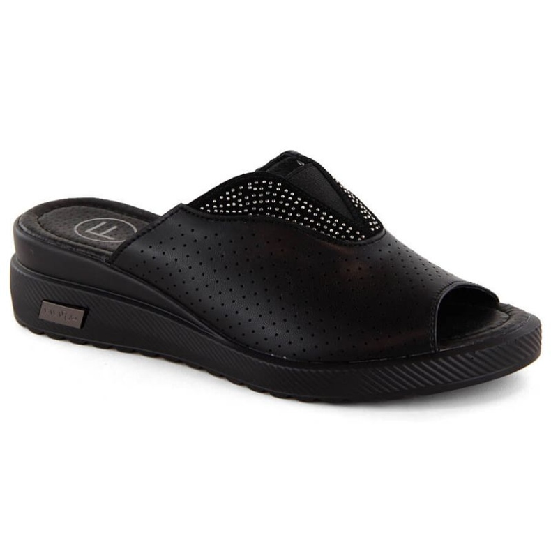 Filippo W PAW536 black leather wedge mules