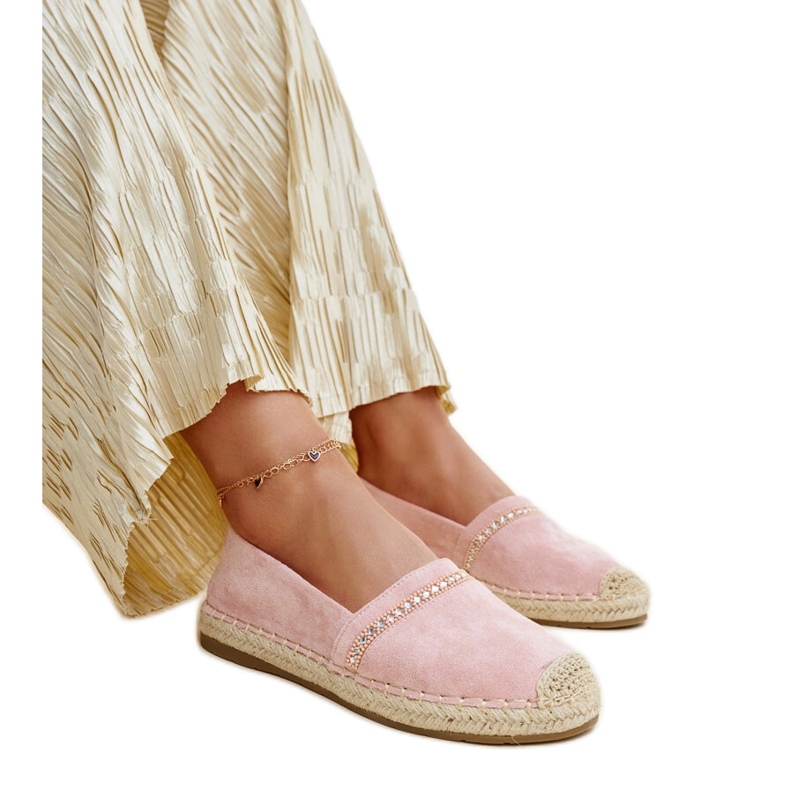 Pink espadrilles with Abia rhinestones