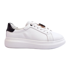 Vinceza Women's Leather Sneakers With Teddy Bear, White Mirven Vinceza Women's Leather Sneakers With Teddy Bear, White Mirven