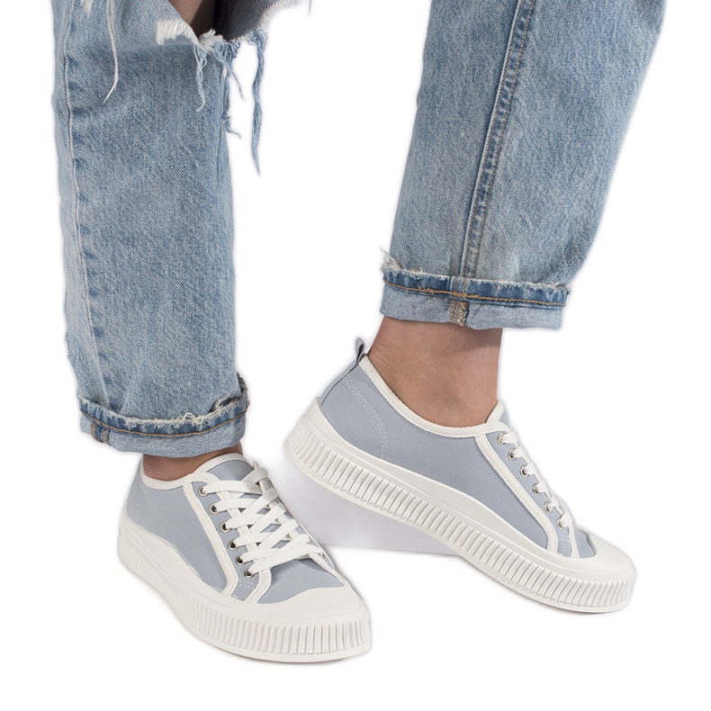 Light blue women's platform sneakers
