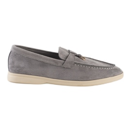 Women's gray suede moccasins grey