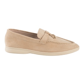 Women's beige suede moccasins