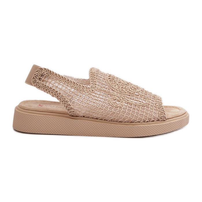 Beige Women's Openwork Sandals on the Platform Mennita