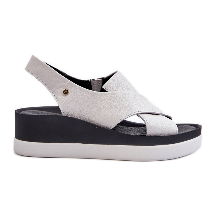 Zazoo 40256 Leather Wedge Sandals, White