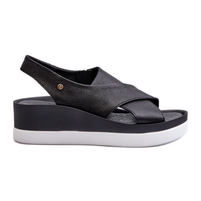 Zazoo 40256 Leather Wedge Sandals, Black