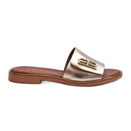 Zazoo 40384 Elegant Women's Leather Flip-Flops, Gold golden