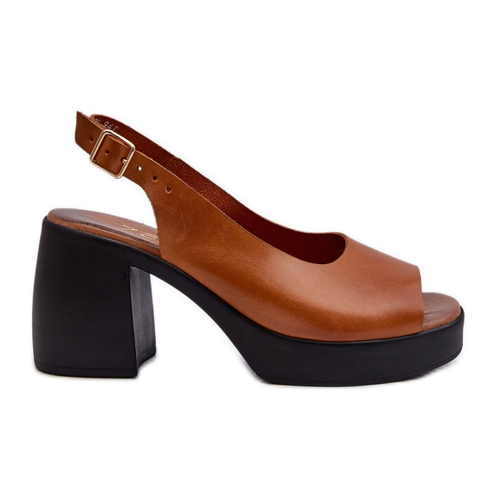 Zazoo 40376 Brown Leather Sandals with Massive High Heels