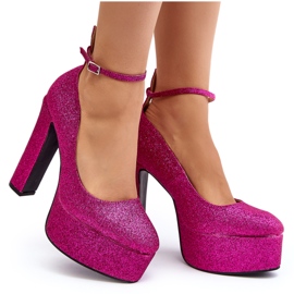 Flyfor Glitter Fuchsia High Heel Pumps pink