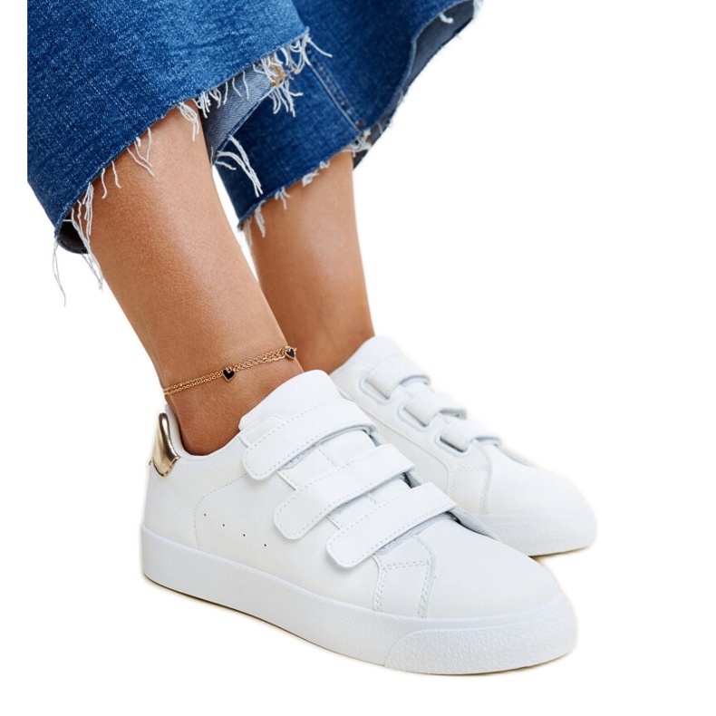 White and gold Samala velcro sneakers