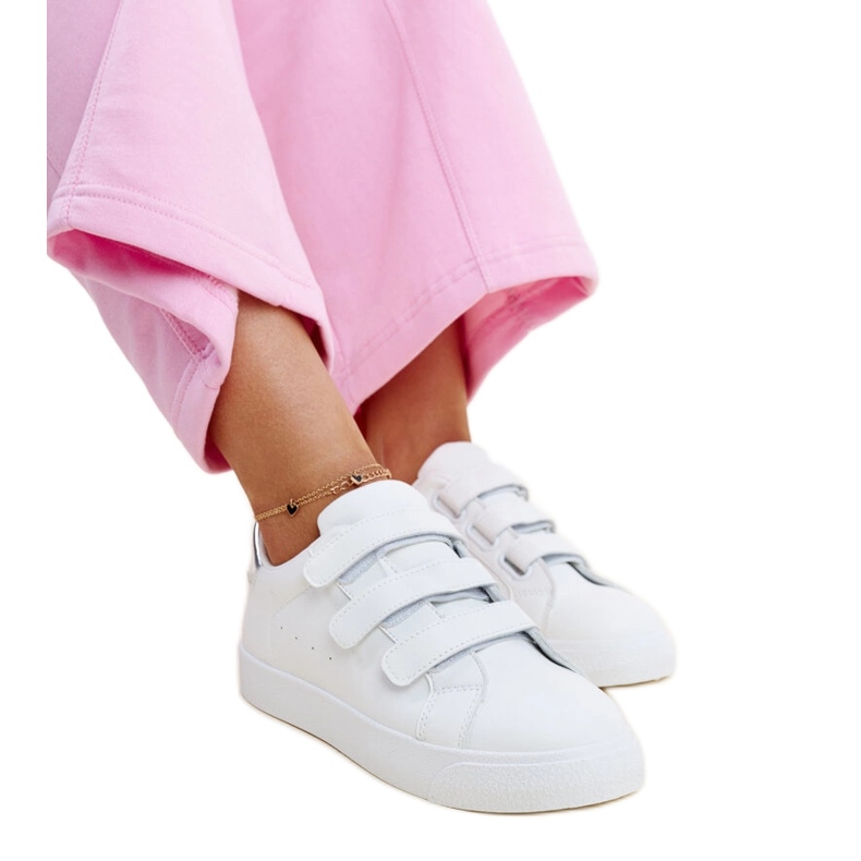 White and silver Velcro sneakers by Samala