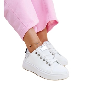 White and silver sneakers with Antonietta zircons