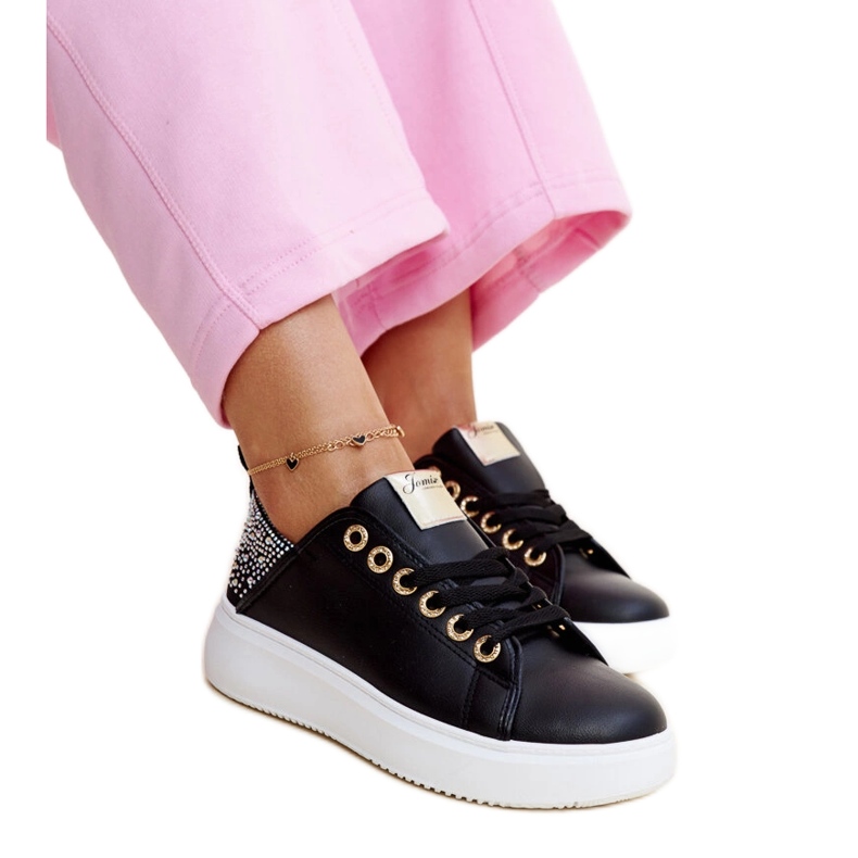 Black Antonietta sneakers with rhinestones
