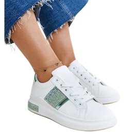 White and green Giulia sneakers with rhinestones