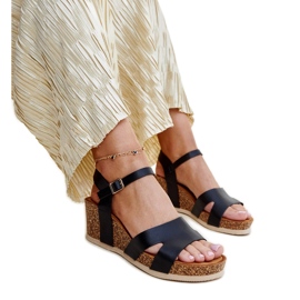 Gabera black cork wedge sandals