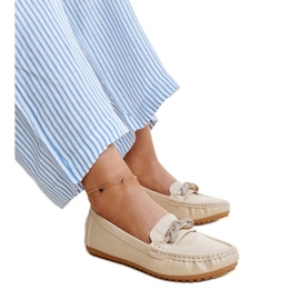 Beige moccasins decorated with Adiba rhinestones