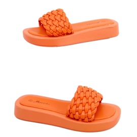 High-soled slippers with braided Elida Orange stripes