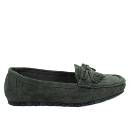 Mouton Olive suede moccasins green