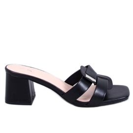 Elegant Lafar Black high-heeled flip-flops