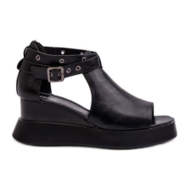Jezzi Women's Sandals On A Platform And A Wedge Made Of Eco Leather, Black Hloeli