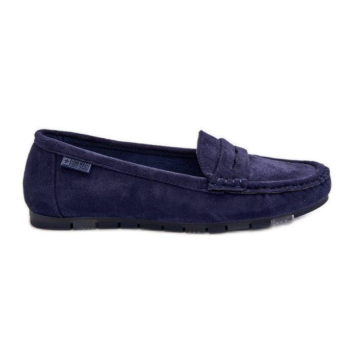 Women's Eco Suede Moccasins Big Star NN274931 Memory Foam System Navy Blue