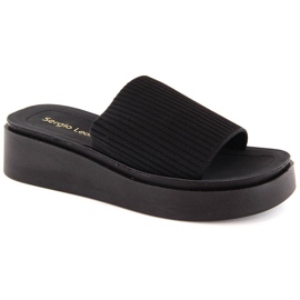 Women's black textile flip-flops by Sergio Leone SK083H
