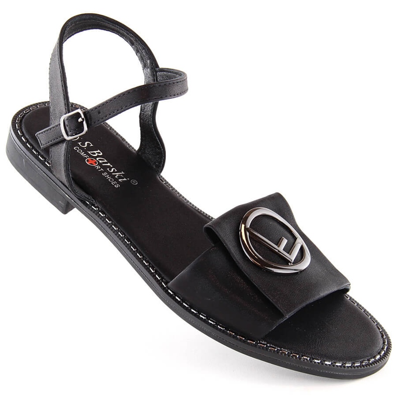 Comfortable black women's sandals with decoration S.Barski 045