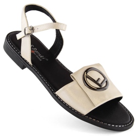 Comfortable gold women's sandals with decoration S.Barski 045 golden