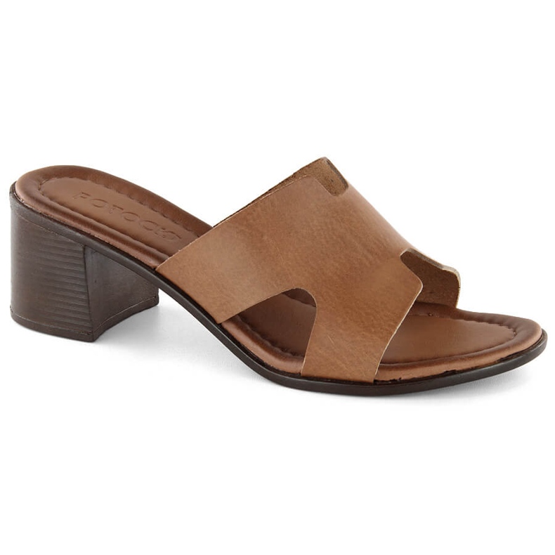 Leather women's brown high-heeled flip-flops Potocki 64300 Leather women's brown high-heeled flip-flops Potocki 64300