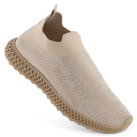 S.Barski Slip-on sports shoes with rhinestones D&amp;A OLI257A, beige