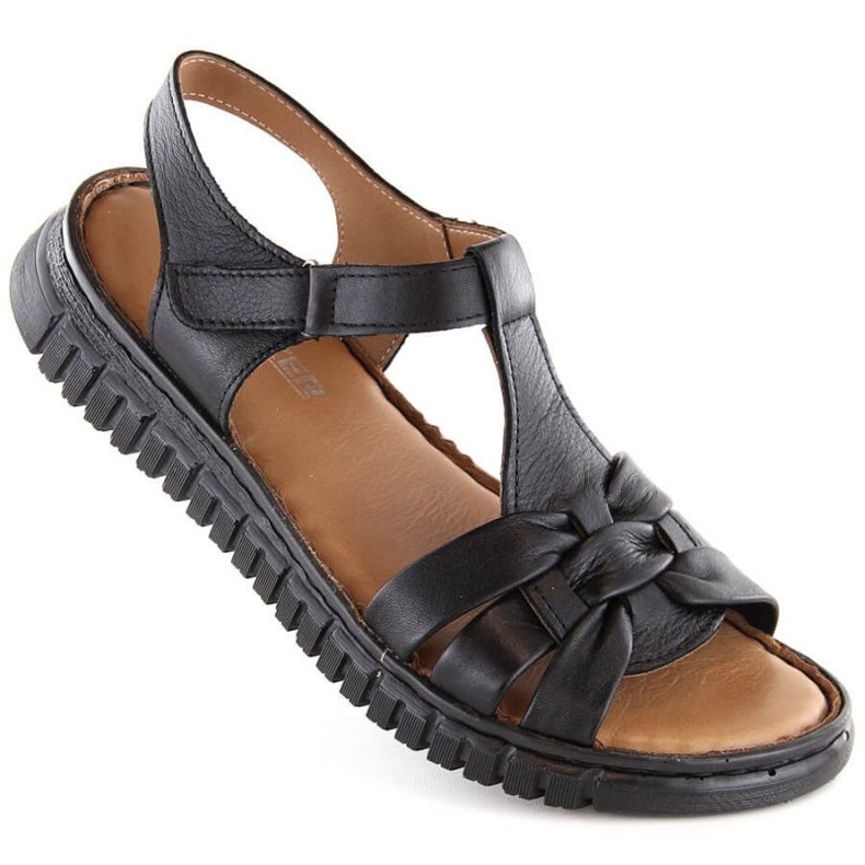 Artiker W HBH78 leather velcro sandals, black