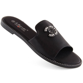 Comfortable flip-flops with rhinestones S.Barski W OLI258A, black
