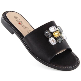 Flip-flops with rhinestones S.Barski W OLI262A, black