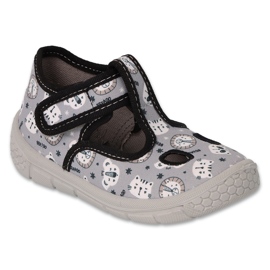 Befado children's slippers velcro 630P012 gray kittens grey Befado children's slippers velcro 630P012 gray kittens grey