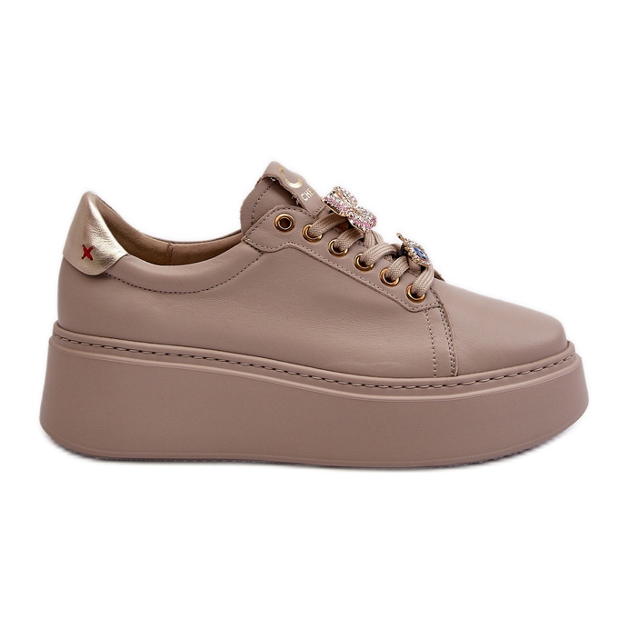 Women's Leather Sneakers With Decorations CheBello 4292 Beige Women's Leather Sneakers With Decorations CheBello 4292 Beige